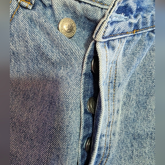 Princess Polly Asymmetrical Retro Y2K Blue Denim Wide Leg Jeans Sz 4 - Picture 6 of 8